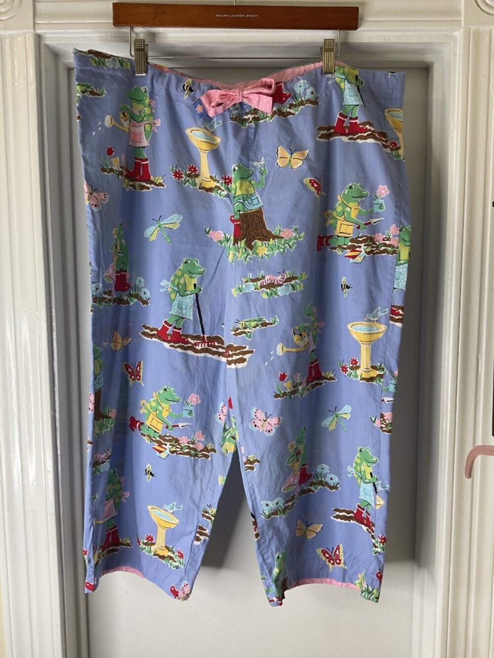 Nick & Nora Whimsical Garden Frog Drawstring Pajama Pants Size L Loungewear
